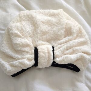 Zara Home Cream Terry Hair Towel with Black Trim